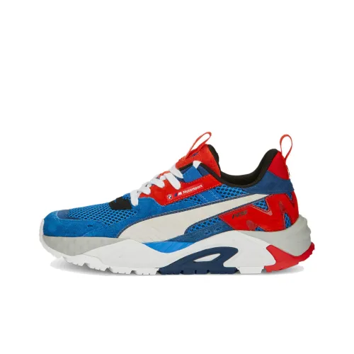 PUMA BMW M Motorsport RS Trck MID Топ Спортивная повседневная обувь Унисекс Синий Красный Серый