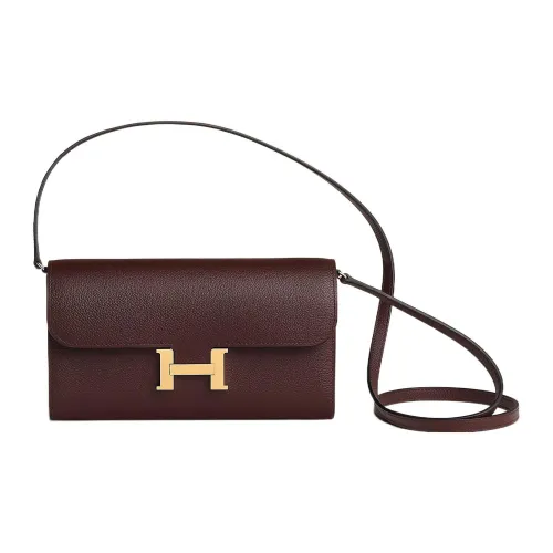 HERMES Constance To Go Evercolor Телячья кожа Ручная сумка через плечо Женская Седло Красный