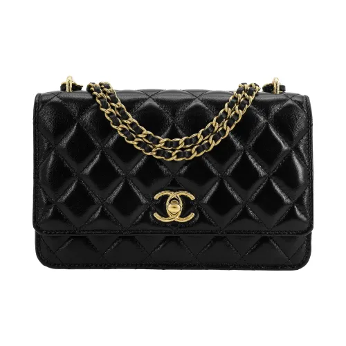 CHANEL 23C Early Spring Кожа Flap Bag Маленькая Квадратная Сумка Сумка через плечо Женская Черная