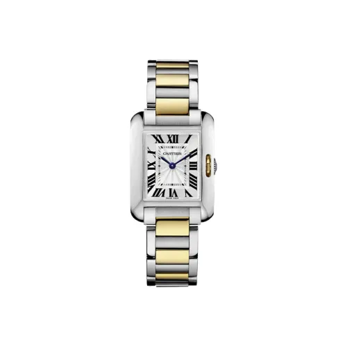 Cartier TANK DE Кварцевый механизм Женские часы 30,2*22,7 мм Серебристый циферблат Корпус из нержавеющей стали Ремешок из нержавеющей стали