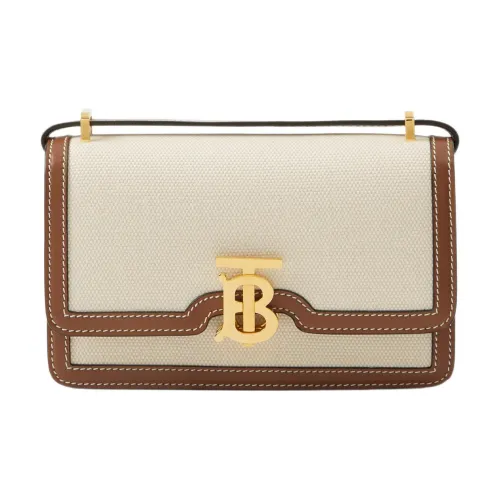 Burberry Холст и Кожа Canvas Сумка через плечо Мини Женская Естественный Солодовый Коричневый