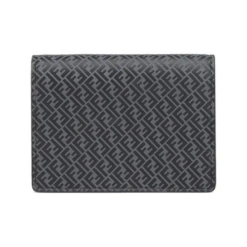 FENDI Телячья кожа Держатель для карт кошелек Стандартный Мужской Черный Серый