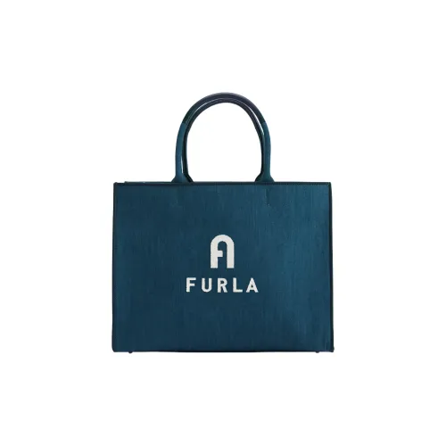 Furla Opportunity Кожа с Хлопком Ноутбук Сумка Тоут Сумка Сумка для покупок Сумка Большая Женская Синяя