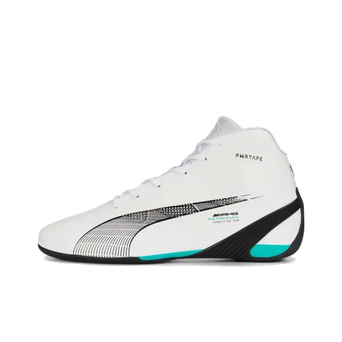 PUMA Mercedes Amg Slip-Resistant Abrasion-Resistant MID Top Беговые кроссовки Унисекс Белый Черный Синий