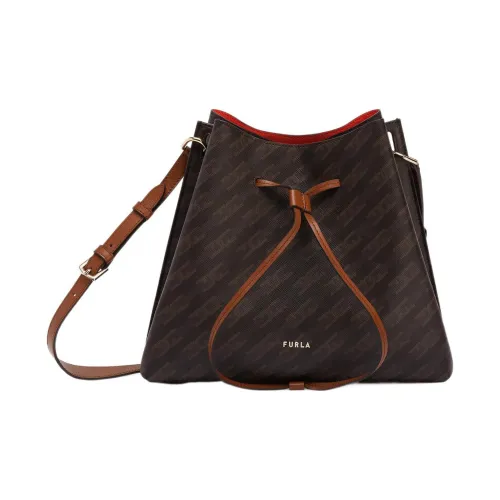 Furla Gioia Кожа Ведрообразная Сумка Сумка через плечо Маленькая Женская Кофейная