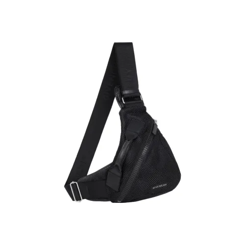 Givenchy г Zip Коровья кожа Сетчатая сумка Sling Сумка Одно плечо Через плечо Бананка Маленький Мужской Черный