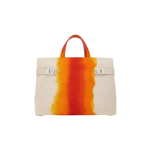 FERRAGAMO Canvas Bag Tote Bag Shopping Bag Regular Men's White Orange