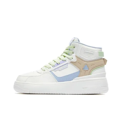 QIAODAN Slip-resistant Abrasion-resistant High Top Skateboard Shoes Women's Blue Turquoise QIAODAN Противоскользящие Износостойкие Высокие Кроссовки для Скейтбординга Женские Синий Бирюзовый