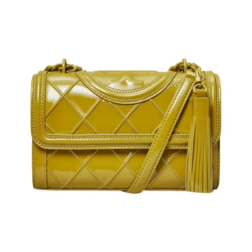 Tory Burch Fleming Кожа Сумка через плечо Маленькая Женская Имбирно-желтая