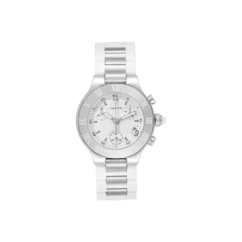 Cartier 21st Century Кварцевый механизм Женские часы 32 мм Серебристый циферблат Корпус из нержавеющей стали Ремешок из нержавеющей стали