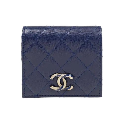 CHANEL Коровья кожа Монетница Кошелек Женские Синий
