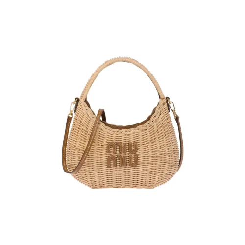 MIU MIU Прутья ивы Сумка-хобо Сумка через плечо Сумка Обычная Женская Цитрусово-оранжевый Желтый