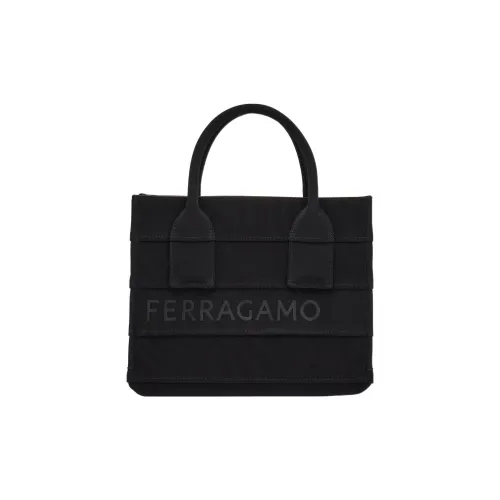 FERRAGAMO Сатин Тоут Сумка Сумка для покупок Сумка Маленькая Женская Черная