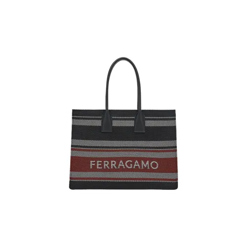 Ferragamo Сумка из коровьей кожи с тканевым тоутом сумка для покупок сумка большого размера женская многоцветная