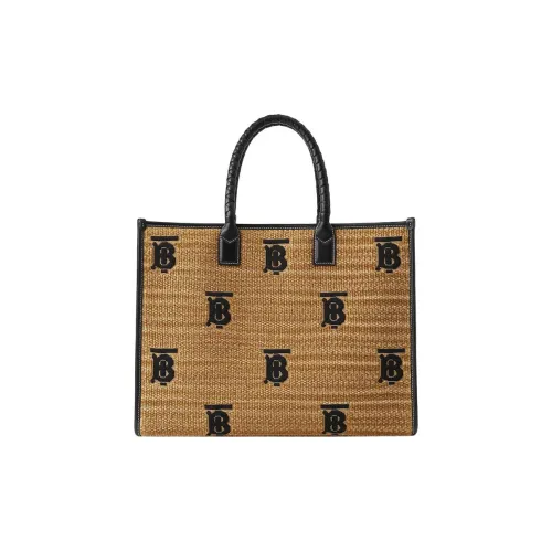 Burberry Freya Полиэстер Тоут Сумка Сумка для покупок Сумка среднего размера Женская Естественный Черный