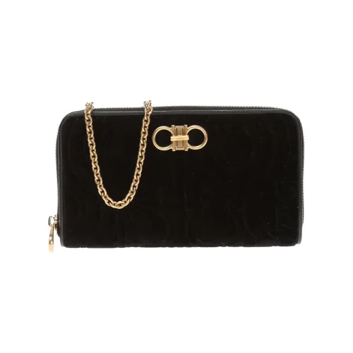 FERRAGAMO Вельвет Сумка через плечо Кошелек Мини Женский Черный