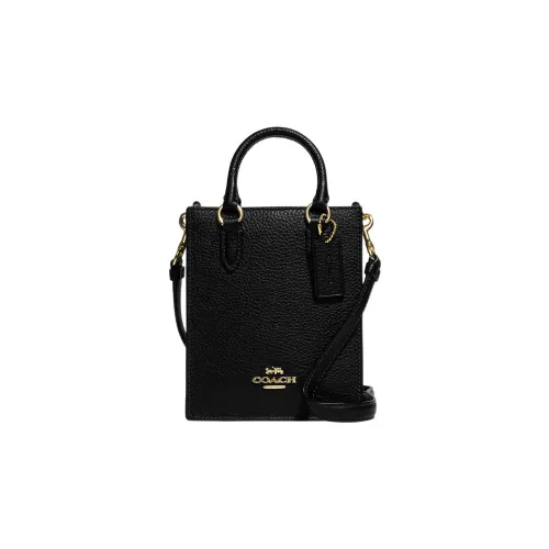 COACH N S Pebble Кожа Сумка-тоут Сумка для покупок Сумка Сумка через плечо Сумка через плечо Мини Женская Черная