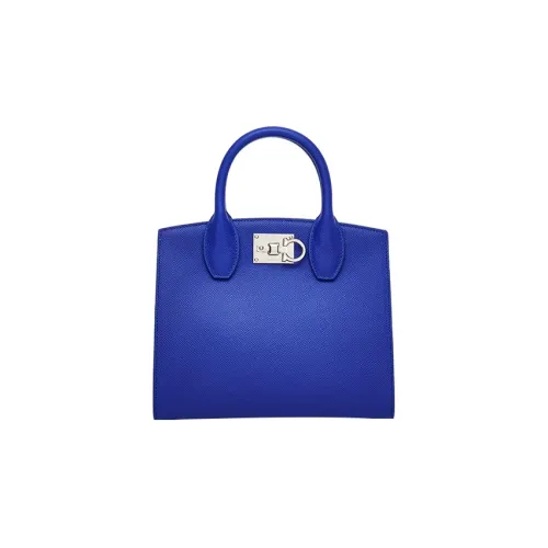 Ferragamo Studio Корова Кожа Коробка Сумка Сумка через плечо Сумка Маленькая Женская Светло-Синяя