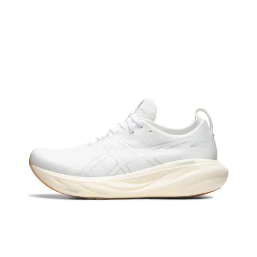 Asics Gel Nimbus 25 Low Top Марафон Беговые кроссовки Мужские Белые