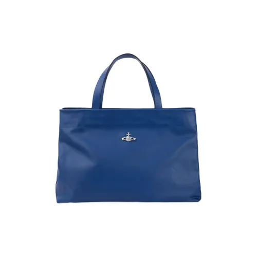 Vivienne Westwood East African Коровья кожа Тоут Сумка Сумка для покупок Сумка Большая Женская Синяя