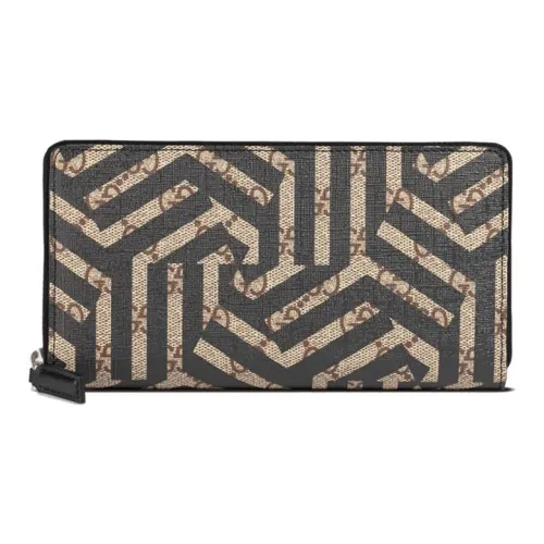 GUCCI PVC Длинный кошелек Стандартный Мужской Черный Бежевый