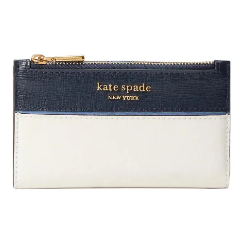 Kate Spade Кожа Держатель для карт кошелек Маленький Женский Темно-синий и Белый