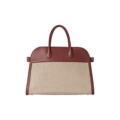 THE ROW Margau Холст с гладкой телячьей кожей холщовая сумка тоут сумка для покупок женская сумка бордовый бежевый