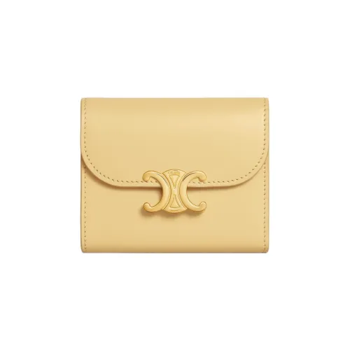 CELINE Triomphe Arc De Triomphe Телячья кожа Держатель для карт кошелек Маленький Женский Желтый