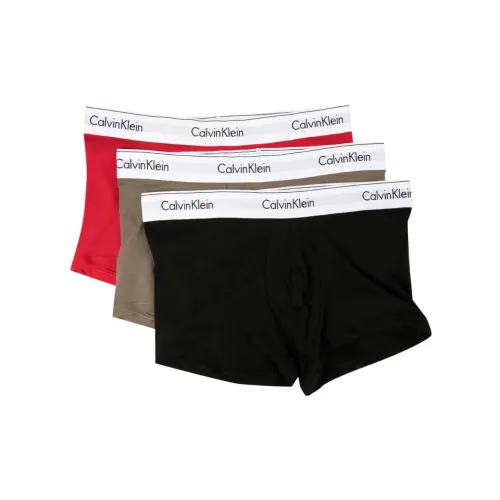 Calvin Klein 3 Pack POPPY Красный + Пшенично-Коричневый + Черный Мужские Боксеры