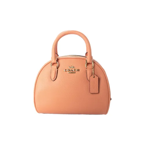 COACH Sydney Крестообразная текстура кожа через плечо маленькая женская сумка кораллового цвета