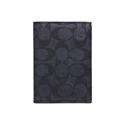 COACH Покрытый холст Кошелек Держатель для карт кошелек Мужской Темно-синий