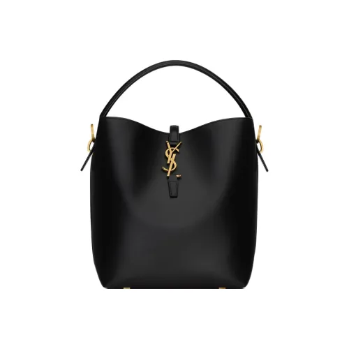 SAINT LAURENT Блестящая сумка через плечо из коровьей кожи женская черная