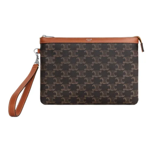 CELINE Холст Телячья кожа Клатч Мужской Коричневый