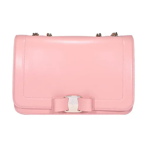 FERRAGAMO Vara Телячья кожа Портативная Сумка через плечо Сумка на плечо Женская Розовая