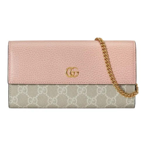 GUCCI GG Marmont Холст и Кожа Цепь Кошелек Сумка через плечо Сумка на плечо Стандартная Женская Розовая