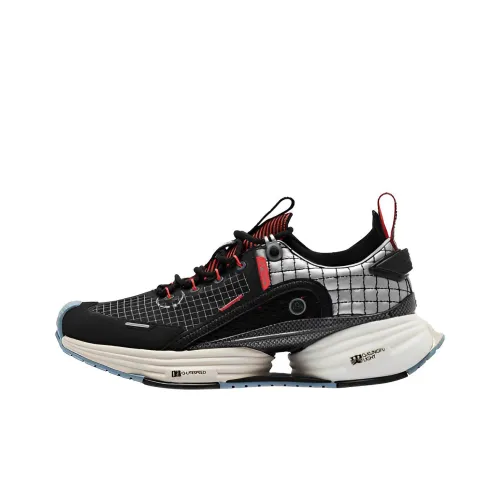 QIAODAN Амортизаторы Lower Skirt Устойчивый к истиранию Низкий Топ Беговые кроссовки Мужские Черный Серебряный