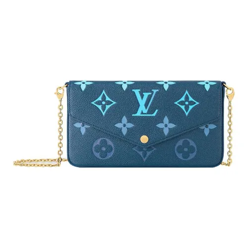 LOUIS VUITTON Pochette Félicie Коровья кожа 3 в 1 Сумка через плечо Сумка на плечо Женская Темно-синий