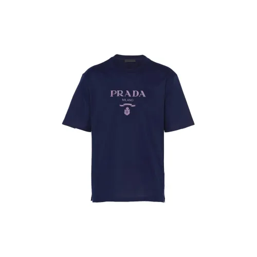 PRADA Темно-синие мужские футболки T