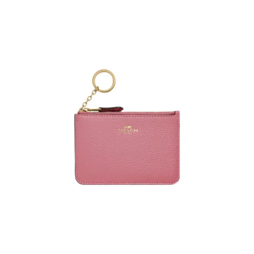 COACH Key Case Кожа Монета Кошелек Key Pouch Кошелек Женский Розовый