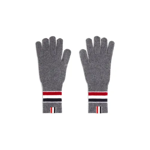 THOM BROWNE Вязаные перчатки из шерсти/кашемира, серые, мужские