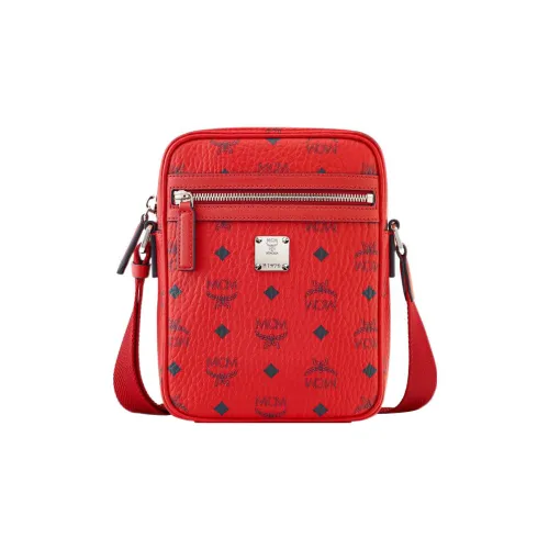 MCM Кожа Курьерская Сумка Сумка через плечо Мини Женская Красная