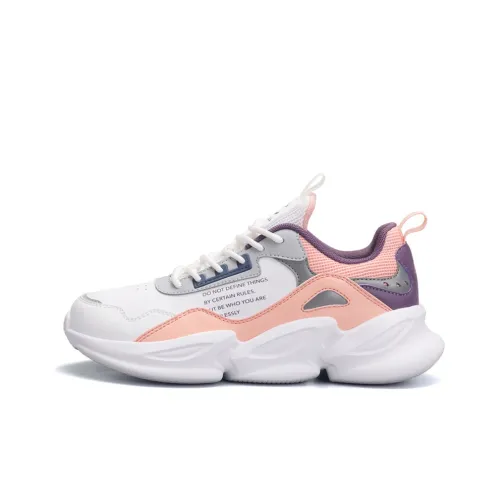 QIAODAN Дышащий и Легкий Низкий Топ Беговые Кроссовки Женские Белые Розовые Фиолетовые