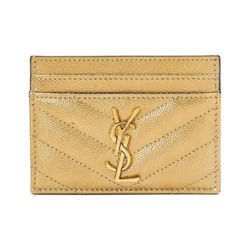 SAINT LAURENT Рельефный тисненый телячья кожа Держатель для карт Женские Желтый