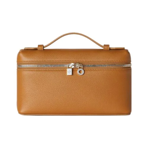 Loro Piana ExtraPocket Кожа Makeup Bag Маленькая квадратная сумка Сумка через плечо Обычная Женская Джунгли Depths Апельсин