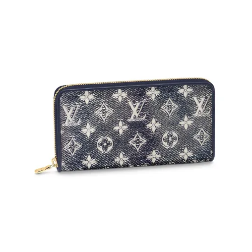 LOUIS VUITTON Zippy Холст Кошелек Женский Серый Морской Синий