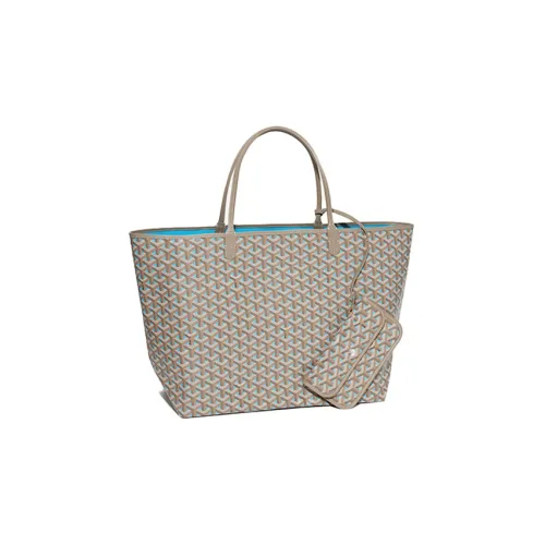 GOYARD Saint Louis Холст и Кожа Комбо Тоут Сумка Одно Плечо Сумка Большая Унисекс Слон Серый Бирюзовый