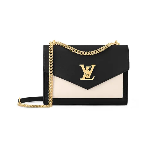LOUIS VUITTON Mylockme Коровья кожа Конверт Сумка Сумка через плечо Сумка на плечо Стандартная Женская Черная и Бежевая