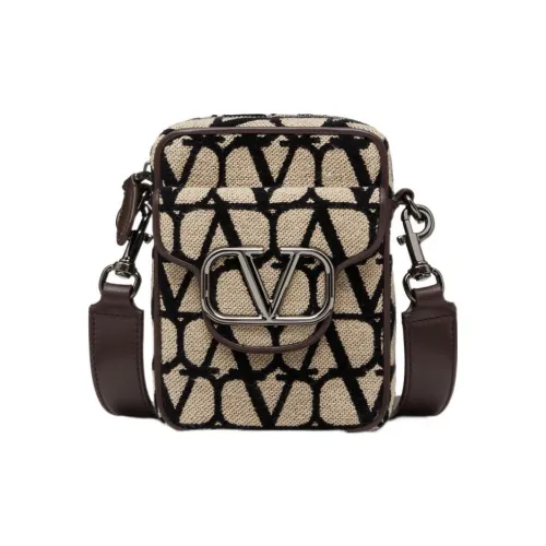Valentino Сумка через плечо из кожи мужская бежевая черная