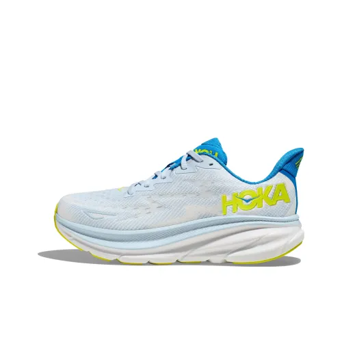 HOKA ONE ONE Clifton 9 Slip-resistant Abrasion-resistant Low-top Marathon Running Shoes Men's Blue Green HOKA ONE ONE Clifton 9 Противоскользящий Устойчивый к истиранию Низкий Топ Марафон Беговые Кроссовки Мужские Синий Зеленый