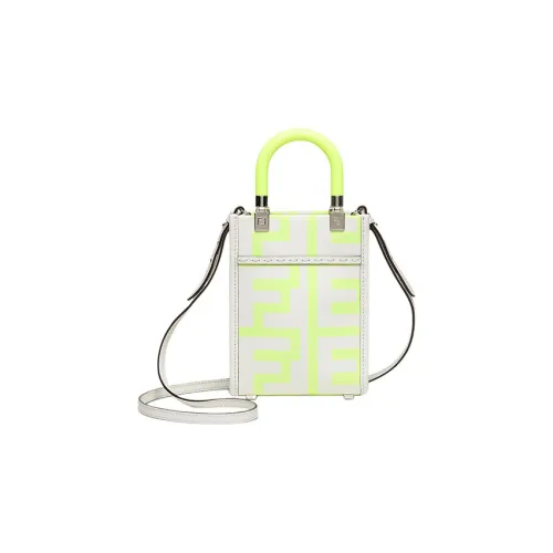 FENDI Marc Jacobs Collaboration Sunshine Телячья кожа Сумка Сумка через плечо Сумка через плечо Мини Женская Белая Неоново-желтая